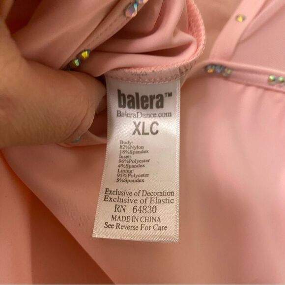 Weissman Balera Costume solo custom dance pink Scallop Neck Leotard MT11264 XLC - Picture 8 of 11